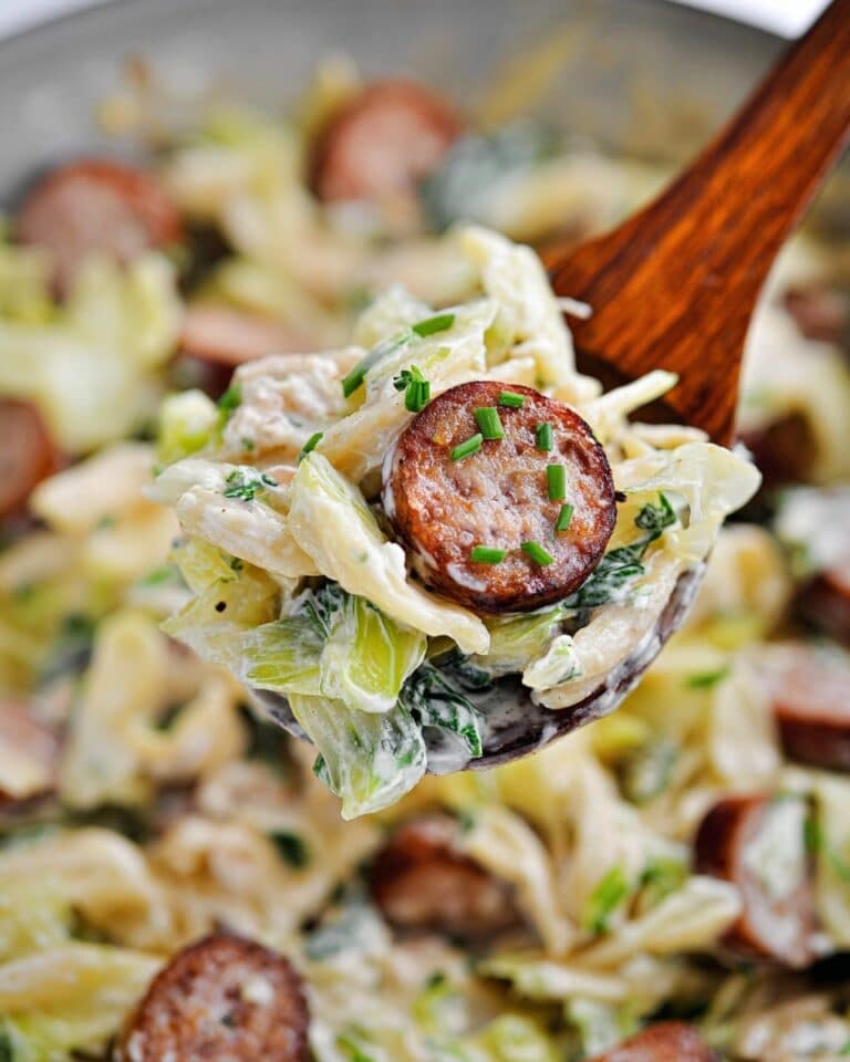 Keto TikTok Cajun Sausage and Cabbage Alfredo Recipe