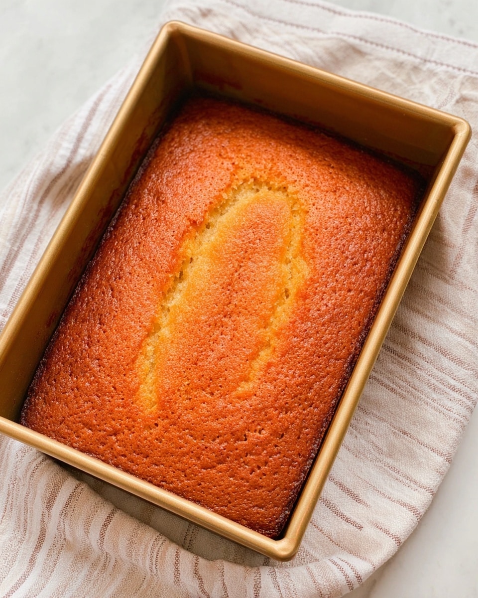 A rectangular loaf cake with a golden-brown crust sits on a wooden board, topped with a thick layer of creamy white frosting spread in loose, wavy lines across the top surface. Behind the cake is a silver spatula resting on a white and light brown striped cloth. The scene is set on a white marbled textured surface. photo taken with an iphone --ar 4:5 --v 7