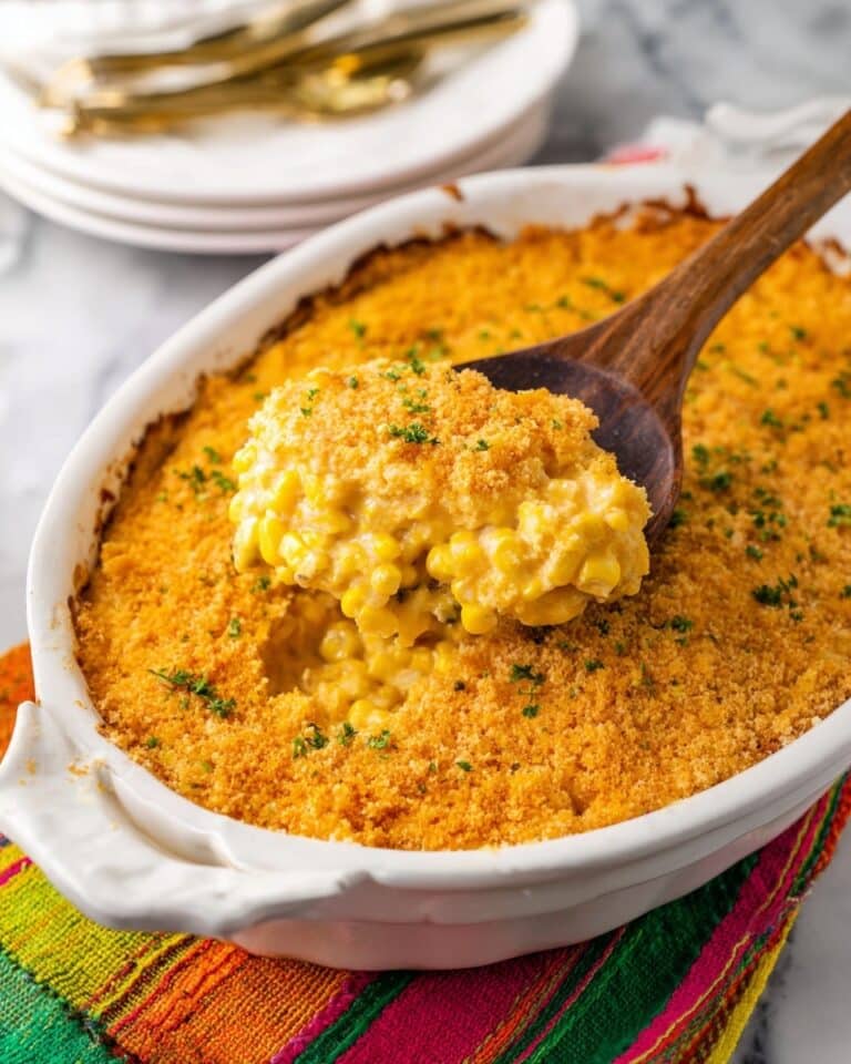 Creamy Cheddar Scalloped Corn with Ritz Cracker Topping Recipe