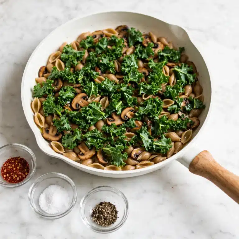Pasta with Smoky Shiitakes and Winter Greens Recipe